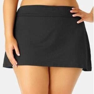 Anne Cole Plus Size Basic Swim Skirt Black‎ Size 24W NWT Summer Beach 18318
